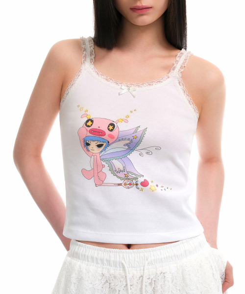 MUSINSA STANDARD WOMAN（ムシンサスタンダードウーマン）の「ウーマンズMYクロップスリーブレストップ[ホワイト]（Tシャツ/カットソー・レディース・その他・M/S）」の4枚目の写真