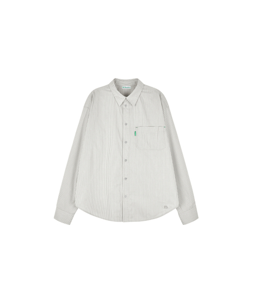 Bb' BENETTON(ビーフラットベネトン)の「オーバーサイズストライプシャツ(グレー)(シャツ/ブラウス・レディース・その他・ONE SIZE)」の1枚目の写真