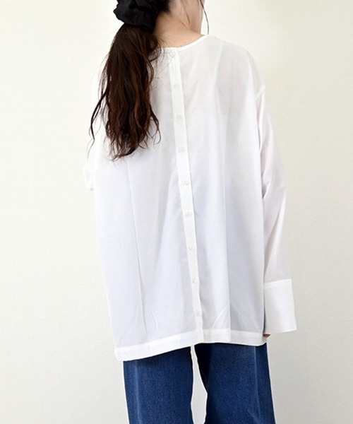 STYLEBLOCK（スタイルブロック）の「ポプリン前後2WAYチュニック（シャツ/ブラウス・レディース・ライトブルー/ベージュ/ホワイト・M）」の5枚目の写真