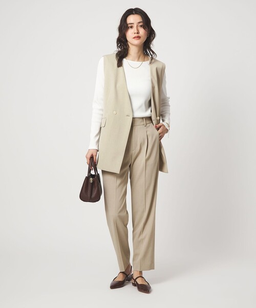 green label relaxing（グリーンレーベルリラクシング）の「［size SHORT/TALLあり］サラフール テーパード パンツ（スラックス・レディース・ネイビー/ブラック/ベージュ・38/34/46/SHORT/36/44/42）」の4枚目の写真