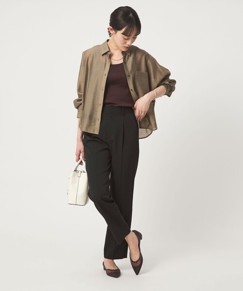 green label relaxing（グリーンレーベルリラクシング）の「［size SHORT/TALLあり］サラフール テーパード パンツ（スラックス・レディース・ネイビー/ブラック/ベージュ・38/34/46/SHORT/36/44/42）」の8枚目の写真