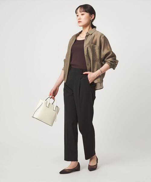 green label relaxing（グリーンレーベルリラクシング）の「［size SHORT/TALLあり］サラフール テーパード パンツ（スラックス・レディース・ネイビー/ブラック/ベージュ・38/34/46/SHORT/36/44/42）」の9枚目の写真