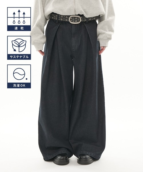 CODDERR(コーダー)の「【CODDERR】ダブルタック バルーンシルエット バギーデニムパンツ(デニムパンツ・メンズ・ブラック/インディゴブルー/グレー系/ネイビー系・L/M/S)」の6枚目の写真