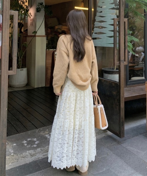FAVORITO（ファヴォリート）の「レースロングスカート（スカート・レディース・ベージュ/ブラック・F）」の19枚目の写真