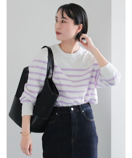 Te chichi（テチチ）の「ボーダーボックスシルエットプルオーバー（ニット/セーター・レディース・ラベンダー/ブラック/サックスブルー/グリーン・F）」の7枚目の写真