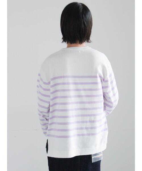 Te chichi（テチチ）の「ボーダーボックスシルエットプルオーバー（ニット/セーター・レディース・ラベンダー/ブラック/サックスブルー/グリーン・F）」の8枚目の写真