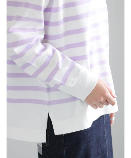 Te chichi（テチチ）の「ボーダーボックスシルエットプルオーバー（ニット/セーター・レディース・ラベンダー/ブラック/サックスブルー/グリーン・F）」の11枚目の写真