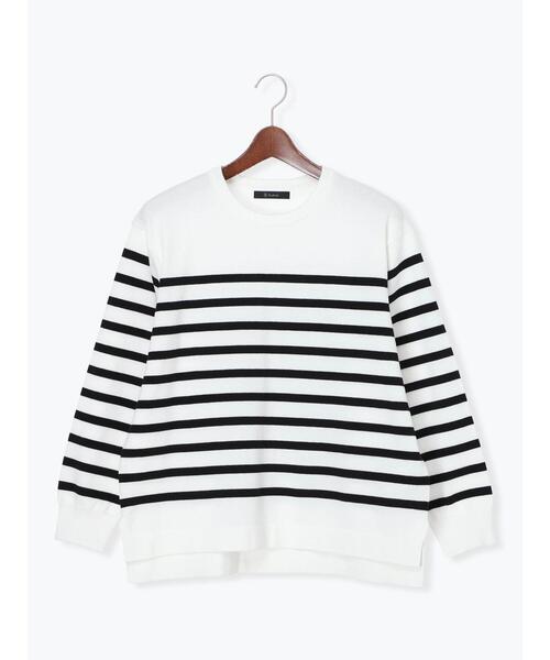 Te chichi（テチチ）の「ボーダーボックスシルエットプルオーバー（ニット/セーター・レディース・ラベンダー/ブラック/サックスブルー/グリーン・F）」の12枚目の写真