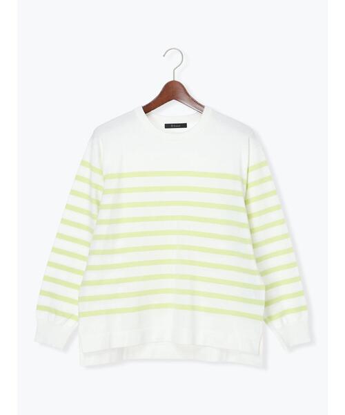 Te chichi（テチチ）の「ボーダーボックスシルエットプルオーバー（ニット/セーター・レディース・ラベンダー/ブラック/サックスブルー/グリーン・F）」の13枚目の写真