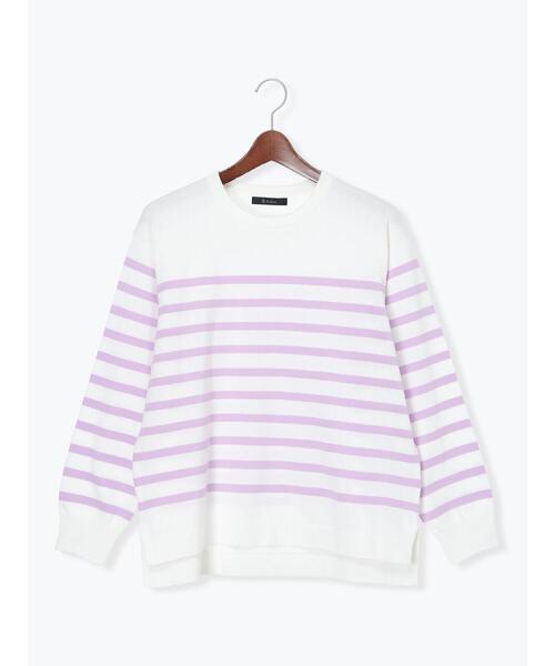 Te chichi（テチチ）の「ボーダーボックスシルエットプルオーバー（ニット/セーター・レディース・ラベンダー/ブラック/サックスブルー/グリーン・F）」の14枚目の写真