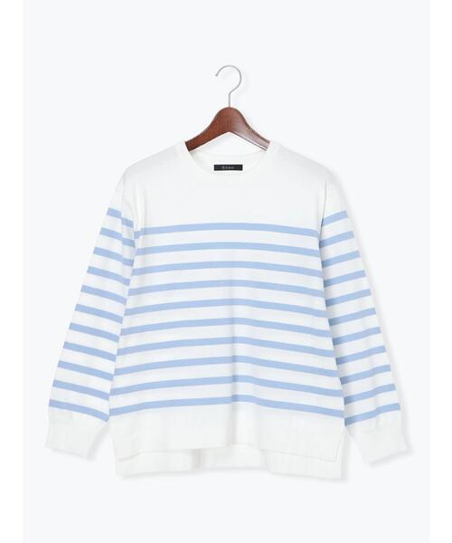 Te chichi（テチチ）の「ボーダーボックスシルエットプルオーバー（ニット/セーター・レディース・ラベンダー/ブラック/サックスブルー/グリーン・F）」の15枚目の写真