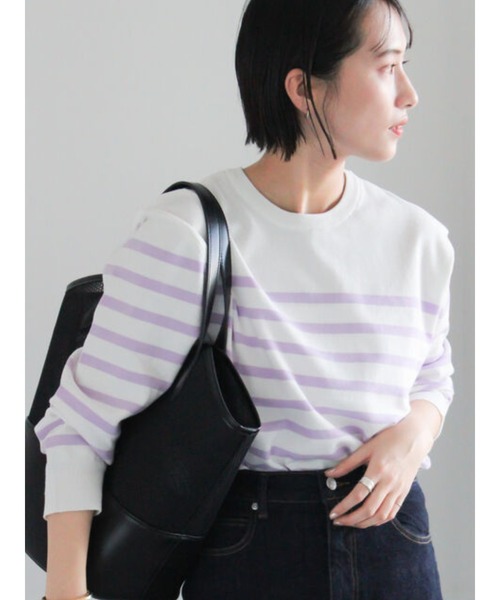 Te chichi（テチチ）の「ボーダーボックスシルエットプルオーバー（ニット/セーター・レディース・ラベンダー/ブラック/サックスブルー/グリーン・F）」の4枚目の写真