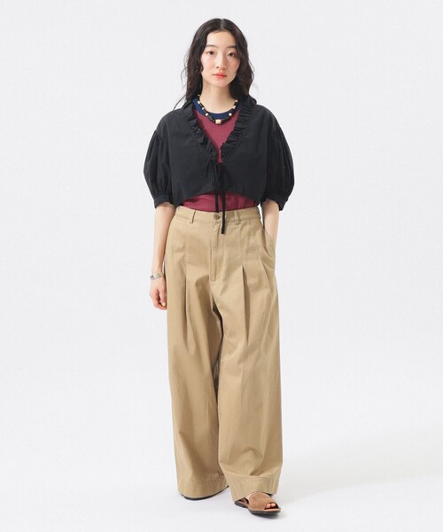 BEAMS BOY(ビームスボーイ)の「フリル ショート ブラウス(シャツ/ブラウス・レディース・ブラック/オフホワイト・ONE SIZE)」の9枚目の写真