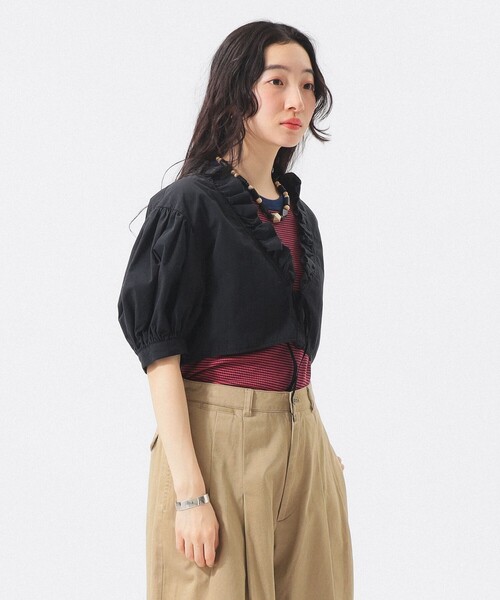 BEAMS BOY(ビームスボーイ)の「フリル ショート ブラウス(シャツ/ブラウス・レディース・ブラック/オフホワイト・ONE SIZE)」の13枚目の写真