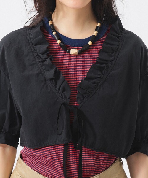 BEAMS BOY(ビームスボーイ)の「フリル ショート ブラウス(シャツ/ブラウス・レディース・ブラック/オフホワイト・ONE SIZE)」の14枚目の写真