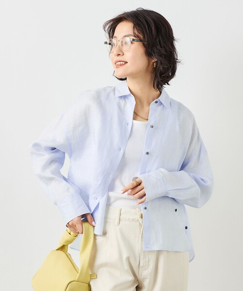 NOLLEY’S(ノーリーズ)の「MY STANDARD マルチWAYリネンショートシャツ(シャツ/ブラウス・レディース・クリーム/サックスブルー/サーモンピンク/ホワイト/ミント・FREE)」の4枚目の写真