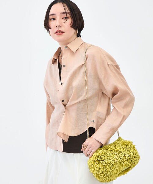 NOLLEY’S(ノーリーズ)の「MY STANDARD マルチWAYリネンショートシャツ(シャツ/ブラウス・レディース・クリーム/サックスブルー/サーモンピンク/ホワイト/ミント・FREE)」の5枚目の写真