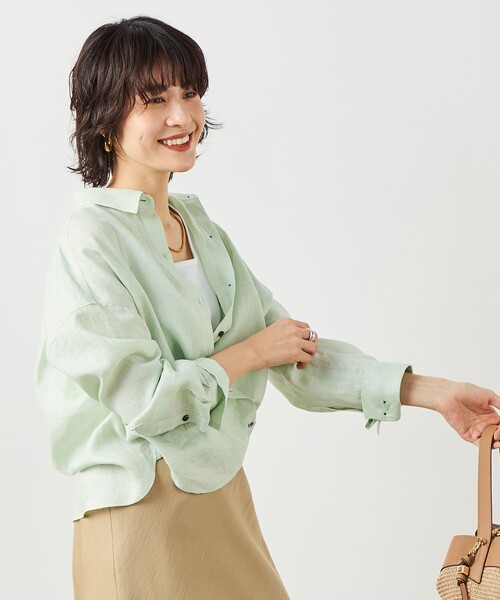 NOLLEY’S(ノーリーズ)の「MY STANDARD マルチWAYリネンショートシャツ(シャツ/ブラウス・レディース・クリーム/サックスブルー/サーモンピンク/ホワイト/ミント・FREE)」の3枚目の写真