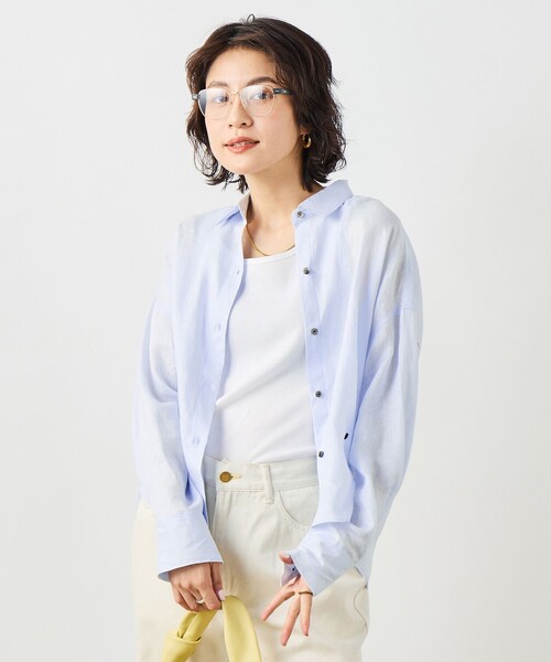 NOLLEY’S(ノーリーズ)の「MY STANDARD マルチWAYリネンショートシャツ(シャツ/ブラウス・レディース・クリーム/サックスブルー/サーモンピンク/ホワイト/ミント・FREE)」の9枚目の写真