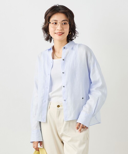 NOLLEY’S(ノーリーズ)の「MY STANDARD マルチWAYリネンショートシャツ(シャツ/ブラウス・レディース・クリーム/サックスブルー/サーモンピンク/ホワイト/ミント・FREE)」の10枚目の写真