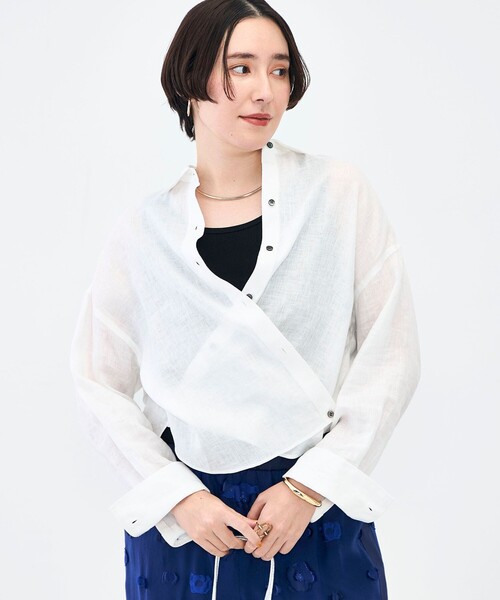 NOLLEY’S(ノーリーズ)の「MY STANDARD マルチWAYリネンショートシャツ(シャツ/ブラウス・レディース・クリーム/サックスブルー/サーモンピンク/ホワイト/ミント・FREE)」の17枚目の写真