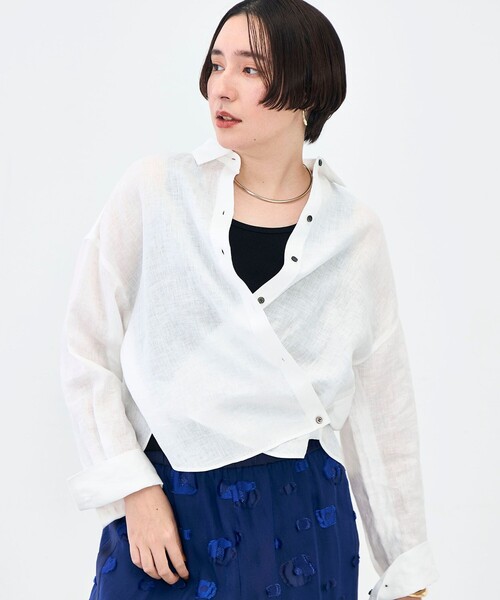 NOLLEY’S(ノーリーズ)の「MY STANDARD マルチWAYリネンショートシャツ(シャツ/ブラウス・レディース・クリーム/サックスブルー/サーモンピンク/ホワイト/ミント・FREE)」の18枚目の写真