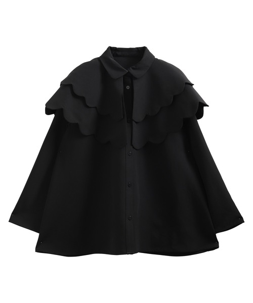 Fit more(フィットモア)の「ダブルスカラップケープトップス(シャツ/ブラウス・レディース・ネイビー/ホワイト/ブラック・FREE)」の16枚目の写真