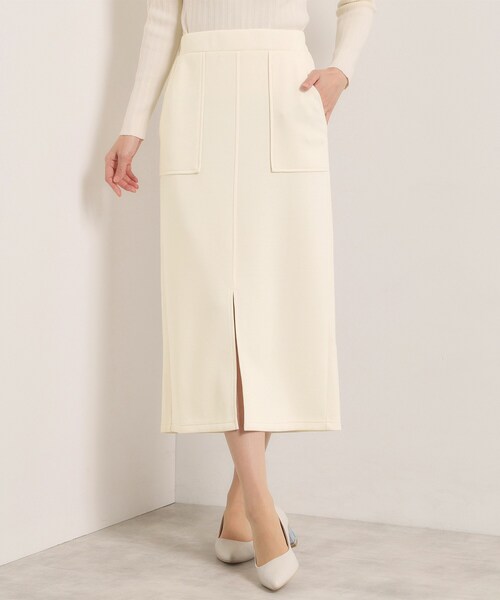 ITS'DEMO（イッツデモ）の「【洗濯機OK／花粉防止】ダンボールタイトスカート（スカート・レディース・ブラック/アイボリー/ナチュラル・00）」の2枚目の写真