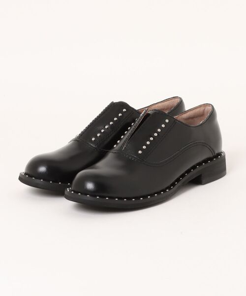 本革/2.5cmヒール】スタッズデザインローファー ALL BLACK│Jeffrey