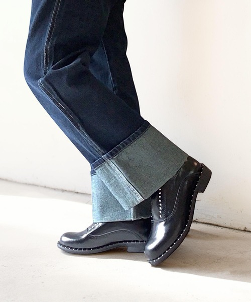 本革/2.5cmヒール】スタッズデザインローファー ALL BLACK│Jeffrey