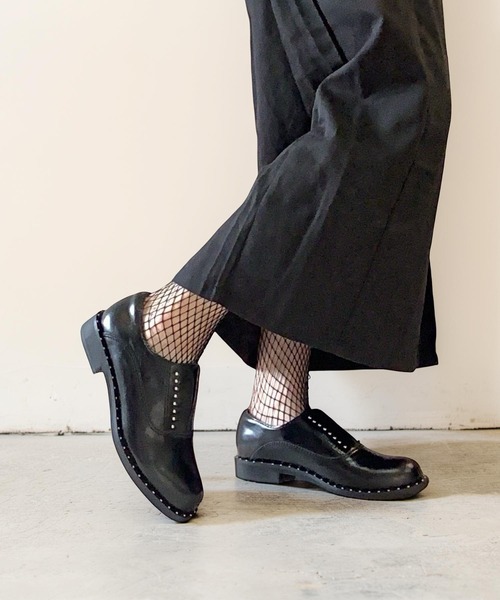 本革/2.5cmヒール】スタッズデザインローファー ALL BLACK│Jeffrey