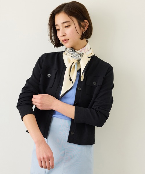 ROPE'（ロペ）の「ポケットディテールニットカーディガン/イージーケア（カーディガン/ボレロ・レディース・ネイビー/ホワイト系その他3/ブラウン/レッド・FREE）」の3枚目の写真