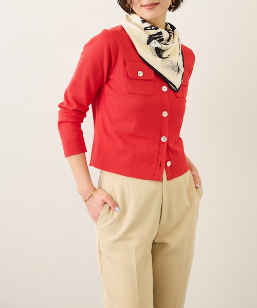 ROPE'（ロペ）の「ポケットディテールニットカーディガン/イージーケア（カーディガン/ボレロ・レディース・ネイビー/ホワイト系その他3/ブラウン/レッド・FREE）」の10枚目の写真