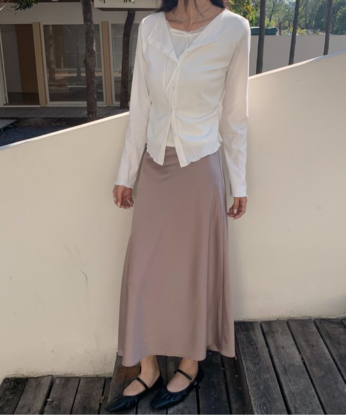 Siel（シエル）の「サテンロングスカート（スカート・レディース・ブラウン/ベージュ/ブラック/ライトブルー・LARGE/MEDIUM）」の20枚目の写真