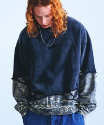 Revo.（レボ）の「【P.N UNDERGROUND】レイヤードダメージ ショート丈 裏毛 クルーネック スウェット（スウェット）」