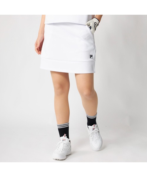 FILA GOLF(フィラゴルフ )の「FILA GOLF フィラゴルフ ゴルフウェア ダンボールニット 軽量 ストレッチ UVカット ミニ丈 スカート(スカート・レディース・ホワイト/ミント/イエロー/ブラック・S/M/L/LL/3L)」の2枚目の写真