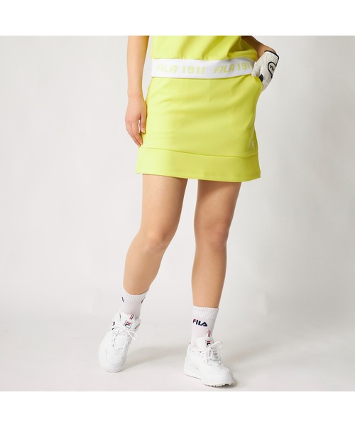 FILA GOLF(フィラゴルフ )の「FILA GOLF フィラゴルフ ゴルフウェア ダンボールニット 軽量 ストレッチ UVカット ミニ丈 スカート(スカート・レディース・ホワイト/ミント/イエロー/ブラック・S/M/L/LL/3L)」の4枚目の写真