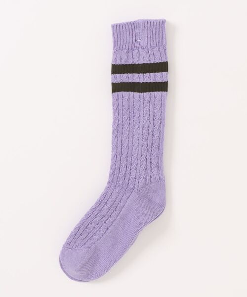 MARCOMONDE（マルコモンド）の「【MARCOMONDE】Cable line socks 10GWGCO2-30C（ソックス/靴下・レディース・グリーン/グレー/ライトイエロー/ホワイト/パープル・FREE）」の4枚目の写真