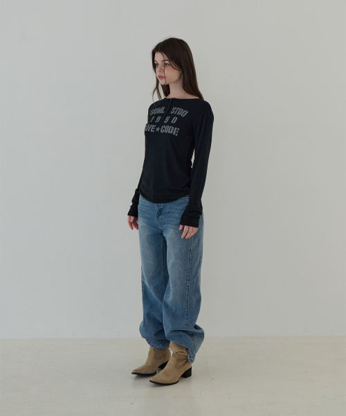 5OML（オーオーエムエル）の「ヘンリーネックボタンロングスリーブ（ブラック）（Tシャツ/カットソー・レディース・ブラック・FREE）」の2枚目の写真
