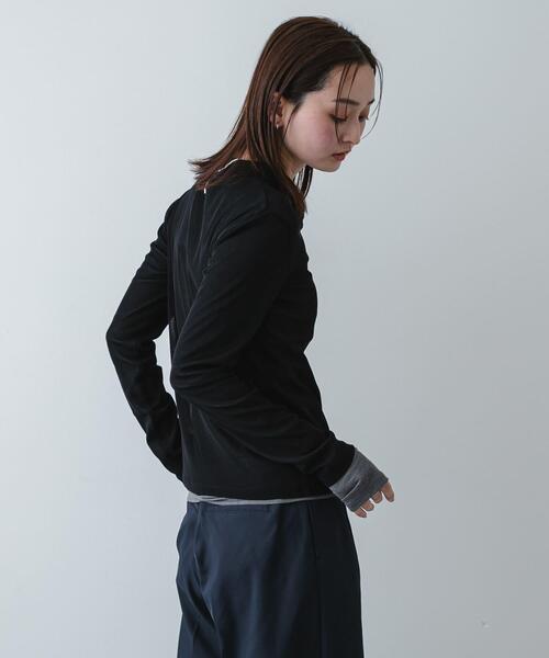 SENSE OF PLACE by URBAN RESEARCH（センスオブプレイスバイアーバンリサーチ）の「シアーレイヤードカットポロシャツ（その他トップス・レディース・ベージュ/ネイビー/ブラック・ONE）」の5枚目の写真
