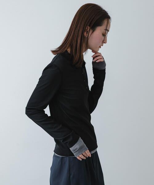 SENSE OF PLACE by URBAN RESEARCH（センスオブプレイスバイアーバンリサーチ）の「シアーレイヤードカットポロシャツ（その他トップス・レディース・ベージュ/ネイビー/ブラック・ONE）」の6枚目の写真