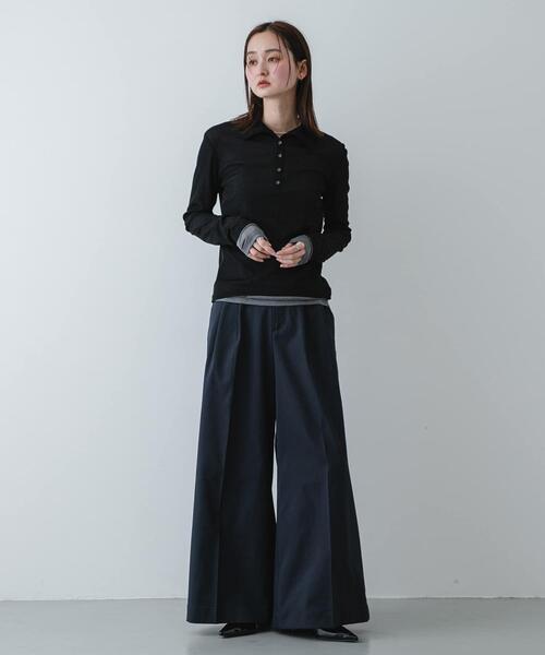 SENSE OF PLACE by URBAN RESEARCH（センスオブプレイスバイアーバンリサーチ）の「シアーレイヤードカットポロシャツ（その他トップス・レディース・ベージュ/ネイビー/ブラック・ONE）」の7枚目の写真