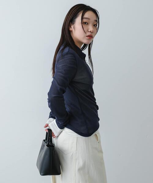 SENSE OF PLACE by URBAN RESEARCH（センスオブプレイスバイアーバンリサーチ）の「シアーレイヤードカットポロシャツ（その他トップス・レディース・ベージュ/ネイビー/ブラック・ONE）」の12枚目の写真