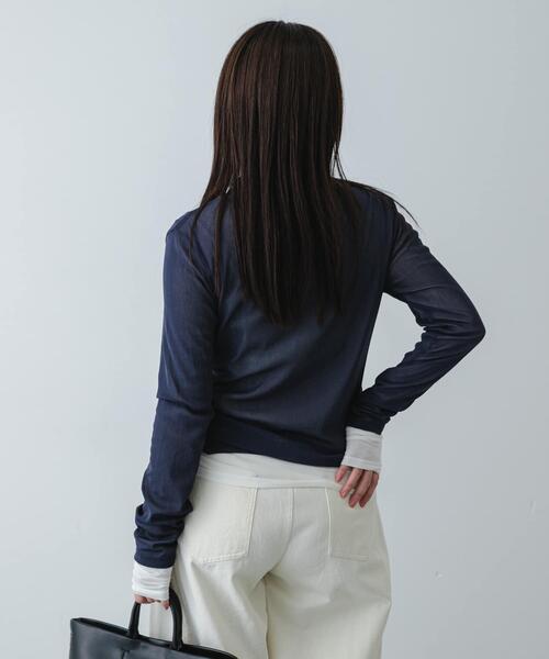 SENSE OF PLACE by URBAN RESEARCH（センスオブプレイスバイアーバンリサーチ）の「シアーレイヤードカットポロシャツ（その他トップス・レディース・ベージュ/ネイビー/ブラック・ONE）」の13枚目の写真