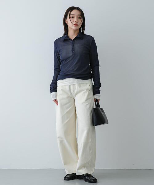 SENSE OF PLACE by URBAN RESEARCH（センスオブプレイスバイアーバンリサーチ）の「シアーレイヤードカットポロシャツ（その他トップス・レディース・ベージュ/ネイビー/ブラック・ONE）」の14枚目の写真
