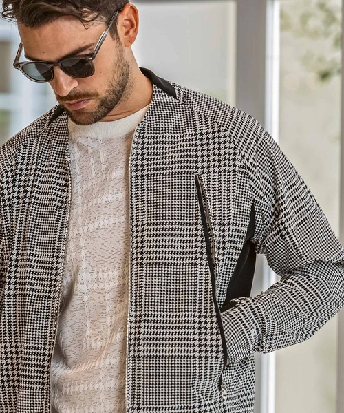 1PIU1UGUALE3  RELAX （ウノピゥウノウグァーレトレ リラックス）の「1PIU1UGUALE3 RELAX(ウノピゥウノウグァーレトレ リラックス)接触冷感 グレンチェック ナイロンブルゾン（ブルゾン・メンズ・ホワイト×ブラック/ブラック・L/M/S/XXL/XL）」の7枚目の写真