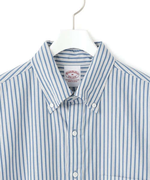 BROOKS BROTHERS（ブルックスブラザーズ）の「【Brooks Brothers（ブルックス ブラザーズ）】別注 STRIPE BD SHIRT（シャツ/ブラウス・レディース・ベージュ/サックスブルー/ブルー・FREE）」の5枚目の写真