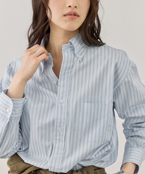 BROOKS BROTHERS（ブルックスブラザーズ）の「【Brooks Brothers（ブルックス ブラザーズ）】別注 STRIPE BD SHIRT（シャツ/ブラウス・レディース・ベージュ/サックスブルー/ブルー・FREE）」の20枚目の写真