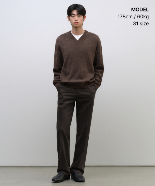 MUSINSA STANDARD（ムシンサスタンダード）の「ウィップコードストレートヒドンバンディングスラックス[ダークブラウン]（スラックス・メンズ・その他・40/38/42/36/34/32/30/31/33/26/27/28/29）」の2枚目の写真