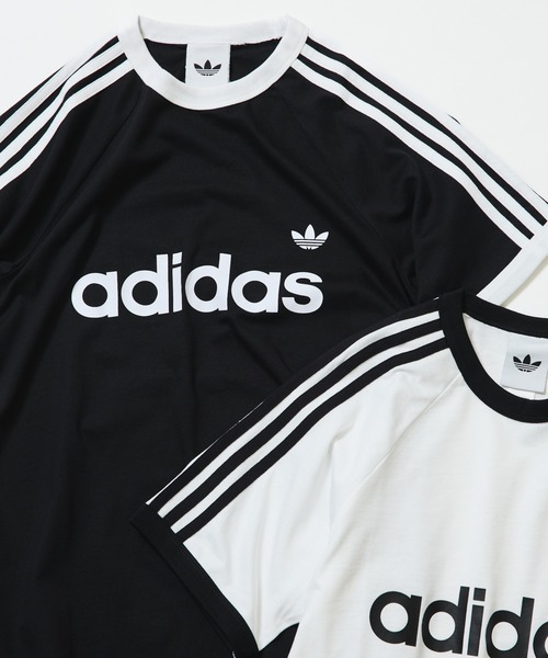 adidas(アディダス)の「adidas / Adicolor Three Stripes Slim Ringer T-Shirt(Tシャツ/カットソー・メンズ・ホワイト/ブラック・M/L/XL)」の1枚目の写真